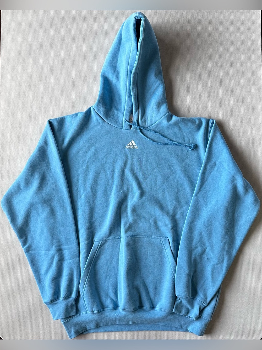 Adidas Embroidered Logo Hoodie Men’s XL Sky Blue White